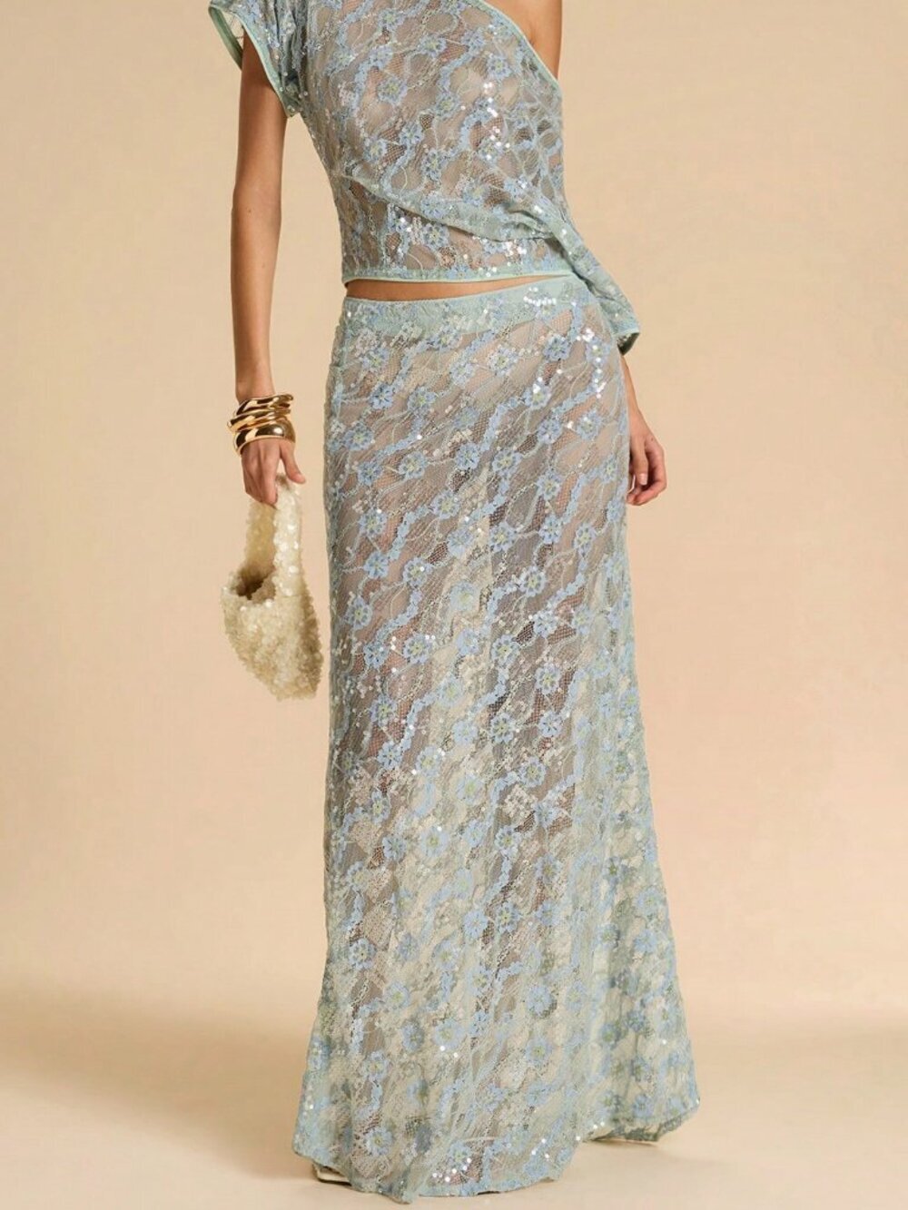 Blue Sexy Women's Sheer Lace Party Skirt - Picture 7 of 8